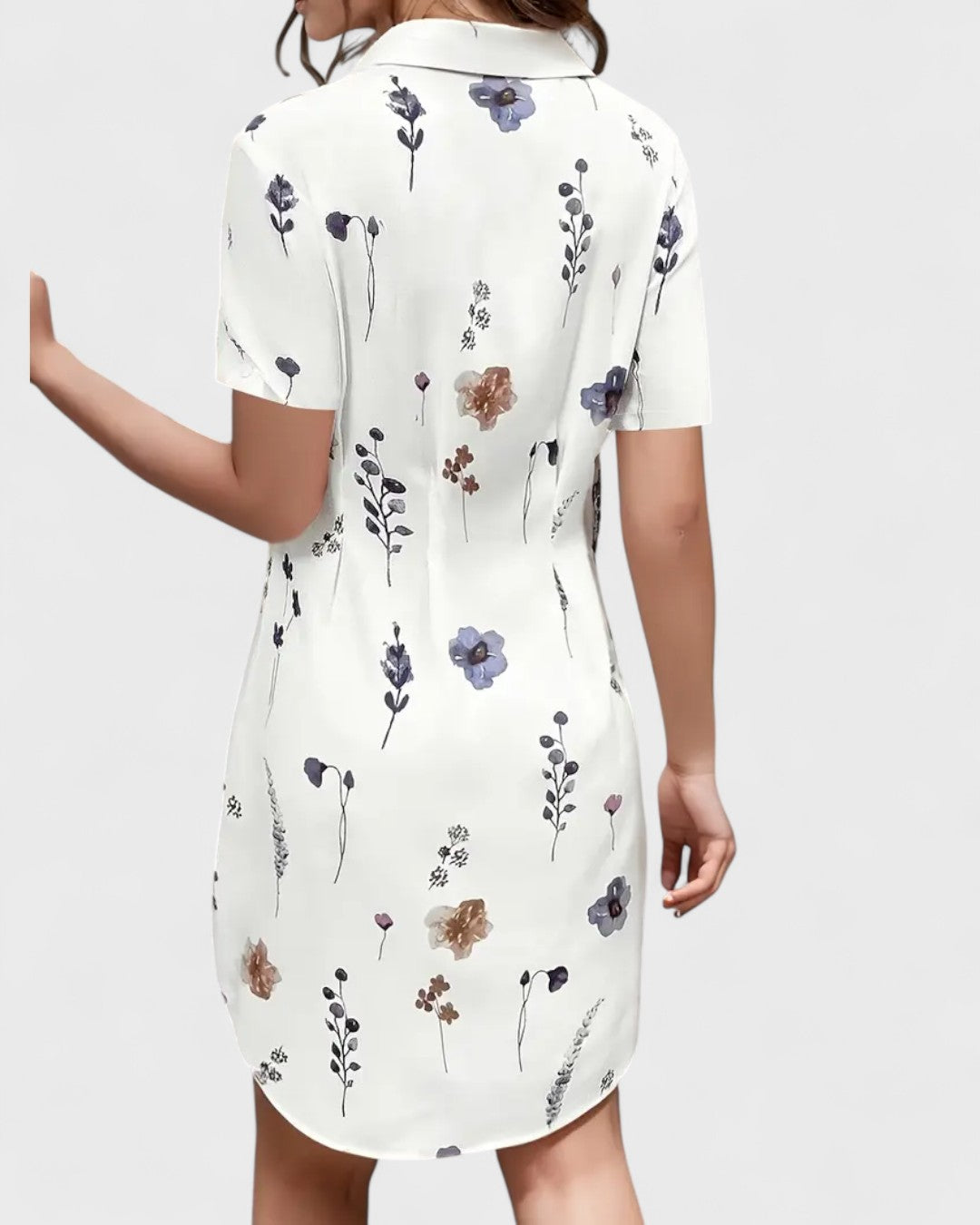 Robe chemisier fleurie à manches courtes