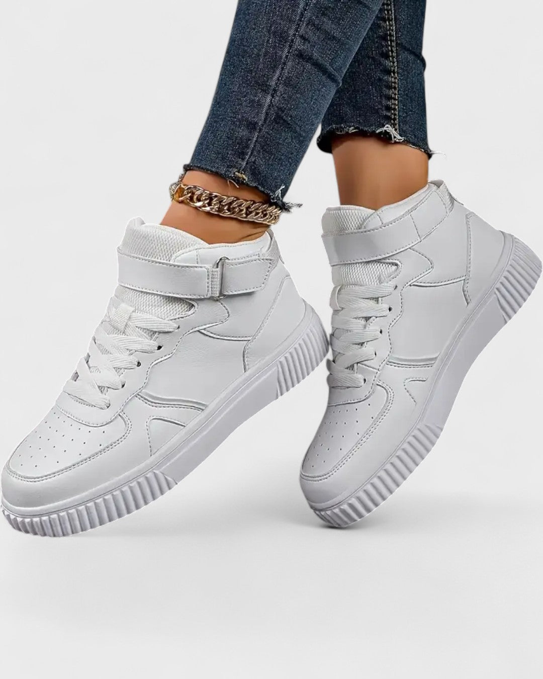 Baskets montantes femme en cuir synthétique