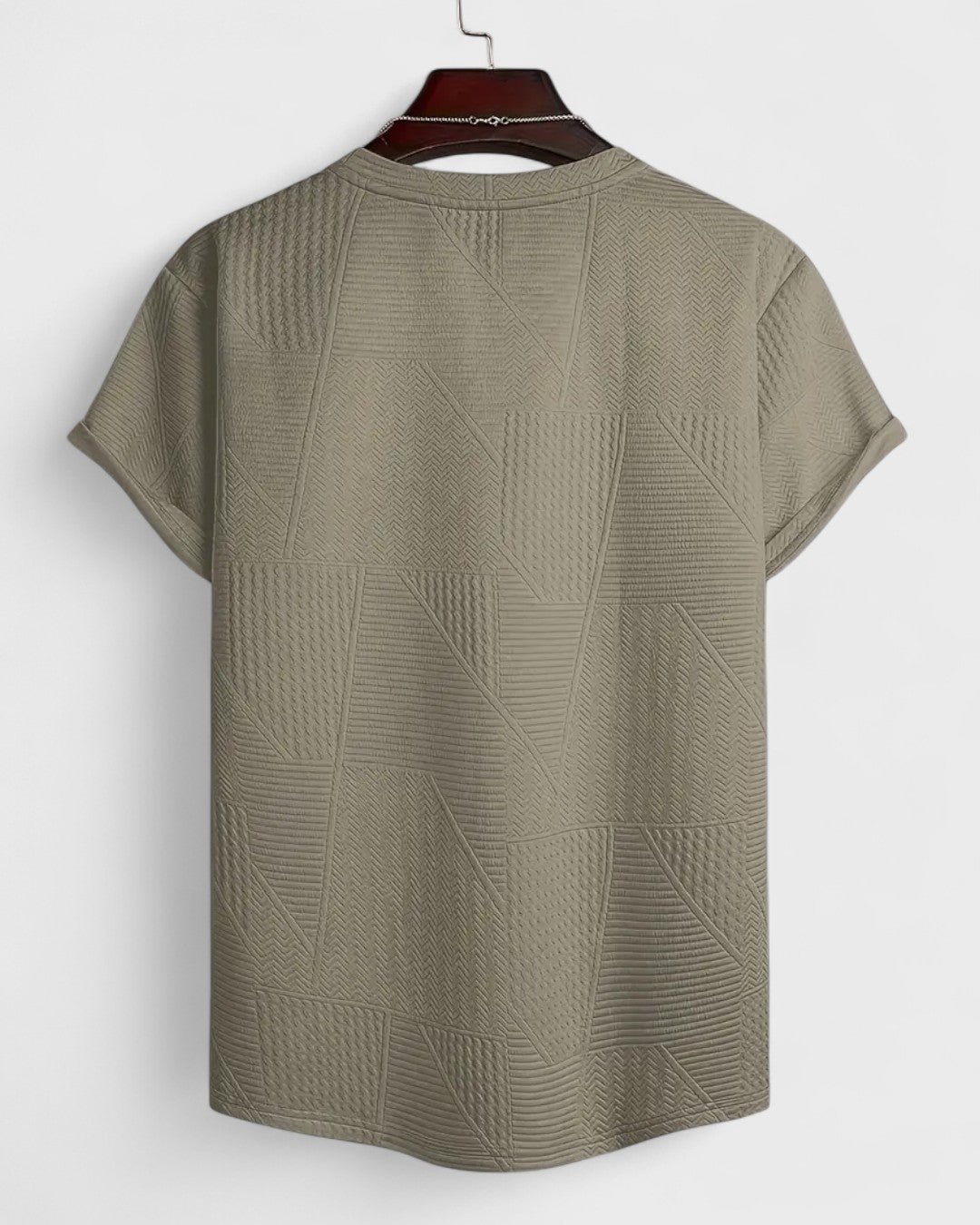 T-shirt pour homme à motif jacquard blanc et marron
