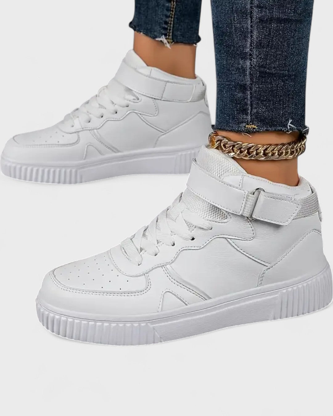 Baskets montantes femme en cuir synthétique