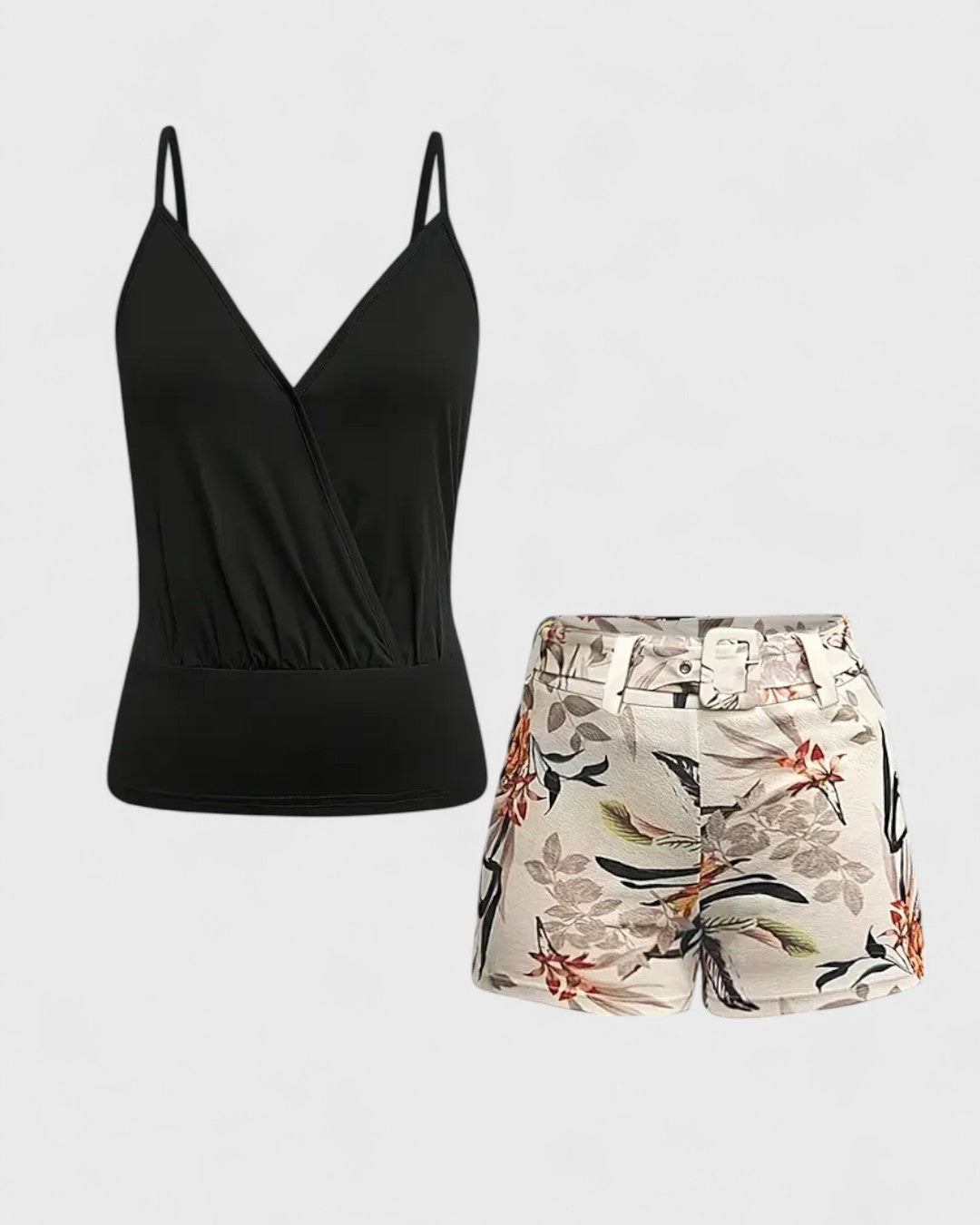 Ensemble top à bretelles et short fleuri