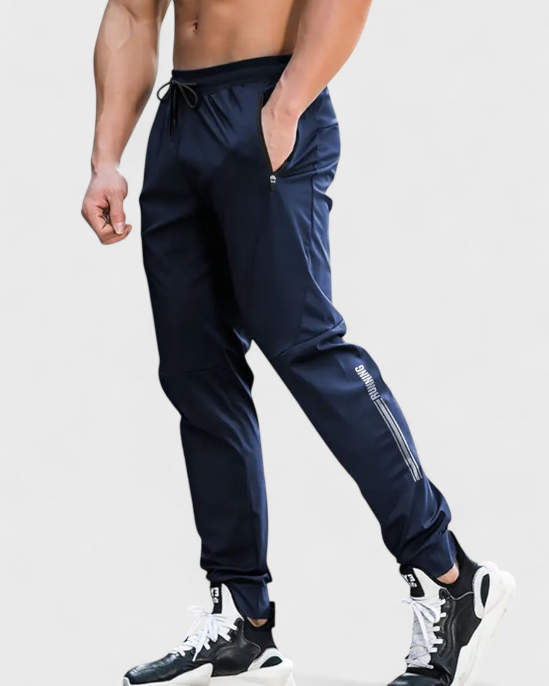 Joggers de sport bleu marine pour homme avec fermetures zippées