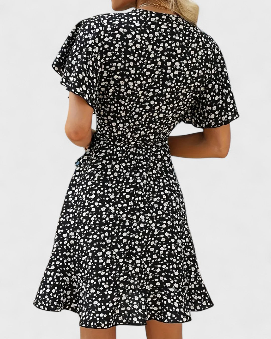 Robe portefeuille à fleurs volantée