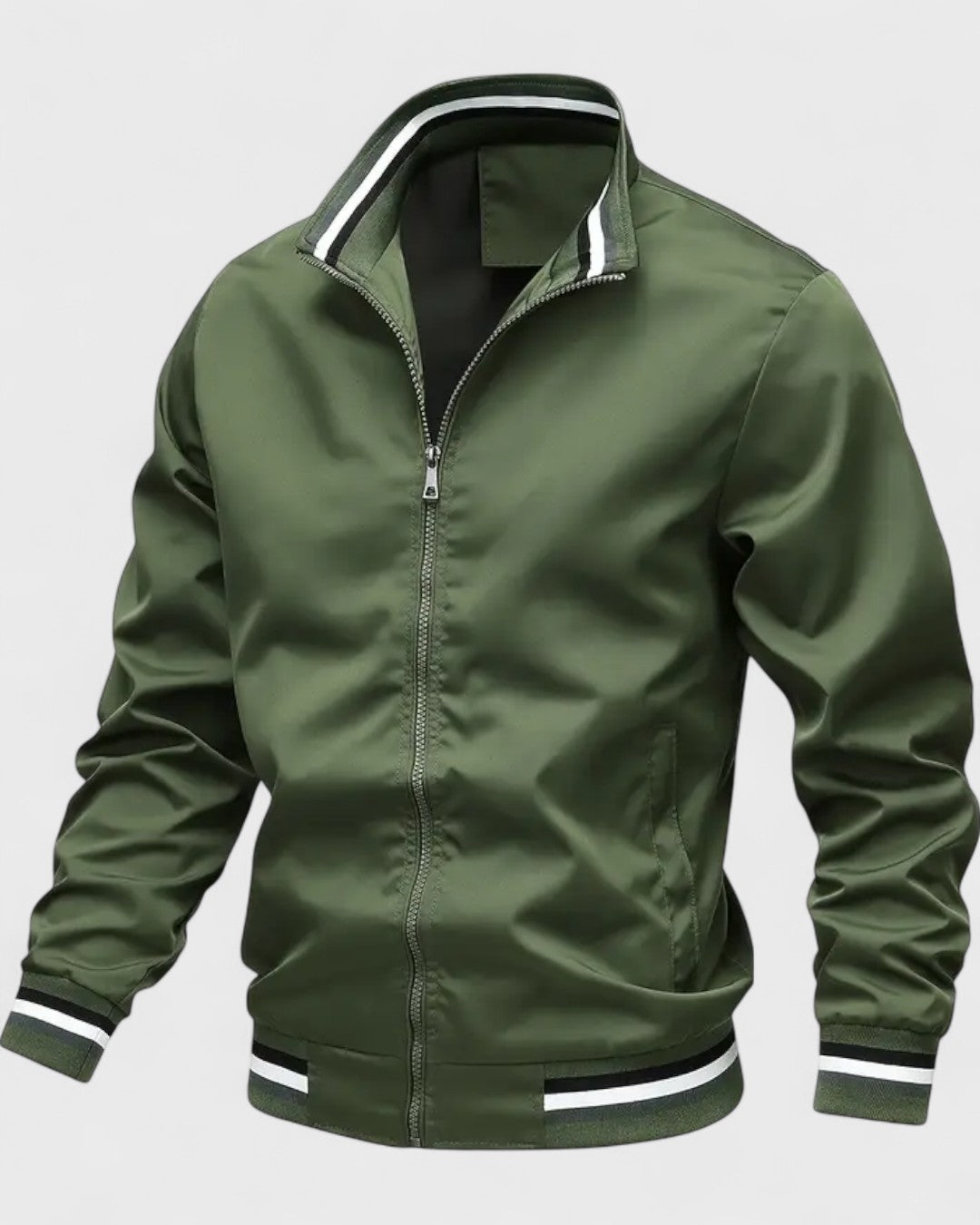 Blouson décontracté à col montant rayé