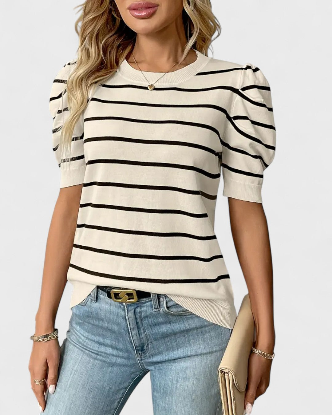 Chemise rayée à manches bouffantes