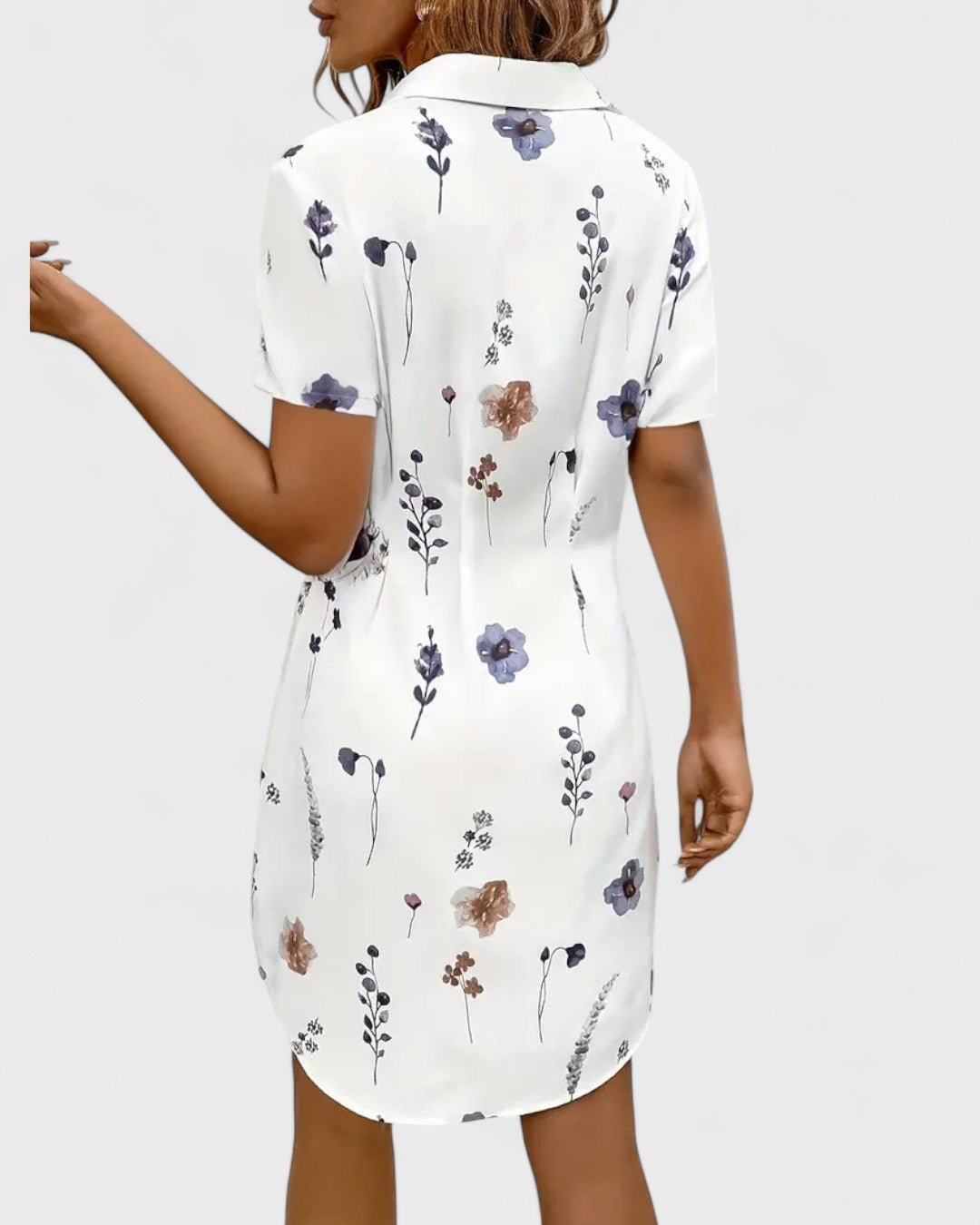 Robe chemisier fleurie à manches courtes