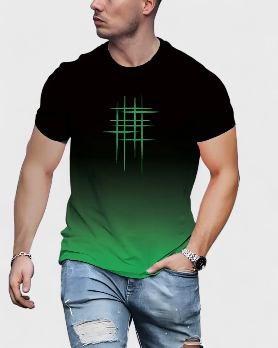 T-shirt homme imprimé style dégradé