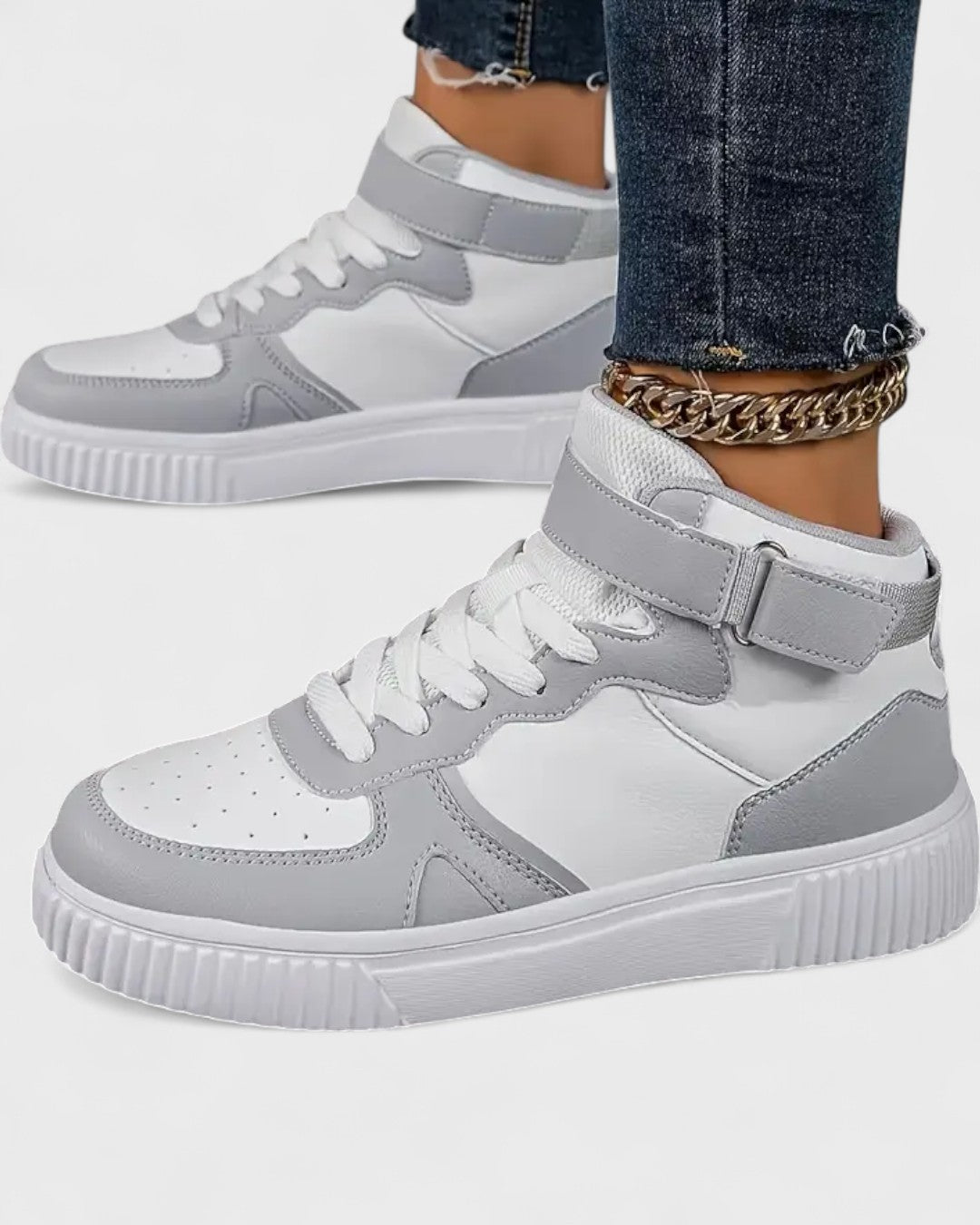 Baskets montantes femme en cuir synthétique